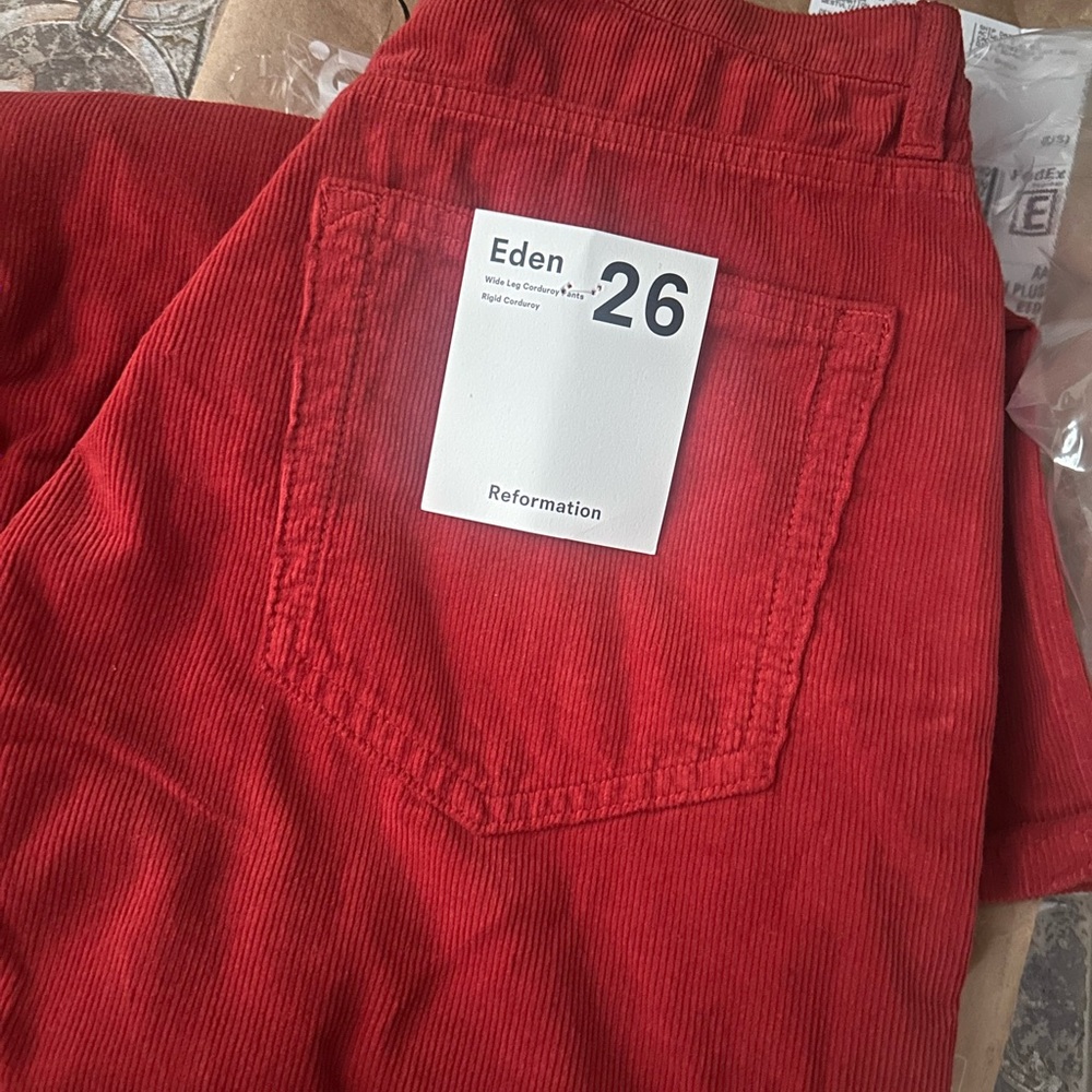 Reformation Eden Wide Leg Corduroy Pants – Size 26 – Red Orange – NWT